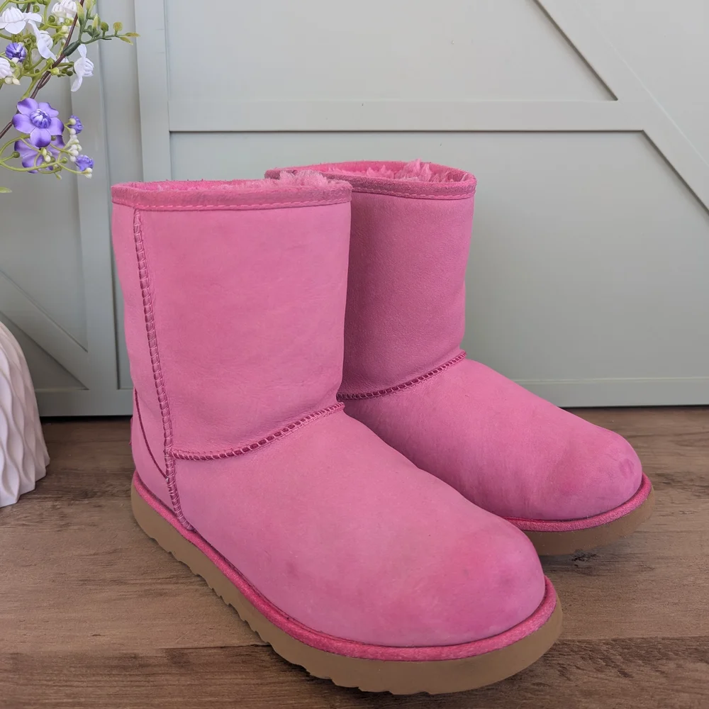UGG Pink Shearling-Lined Short Boot